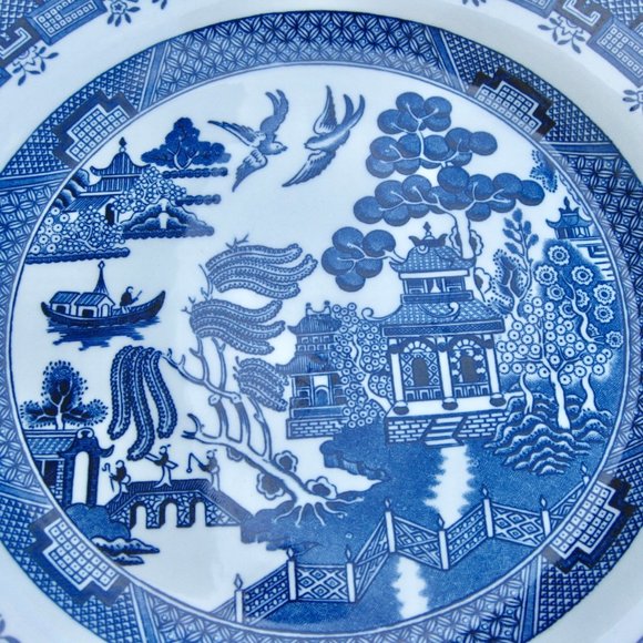 Churchill Other - 2 Churchill Blue Willow Dinner Plates 10.25" Bird Pagoda Pattern Made in England